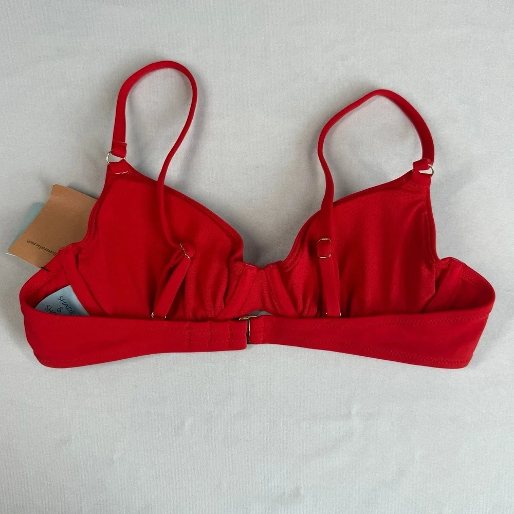 Shade & Shore Women's Bikini Top 34B Red Underwire Balconette Padded Inserts